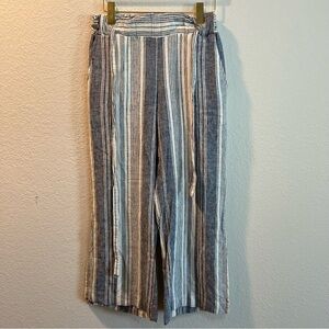 Women’s Indigo Rein blue striped linen blend pull on pants size small S